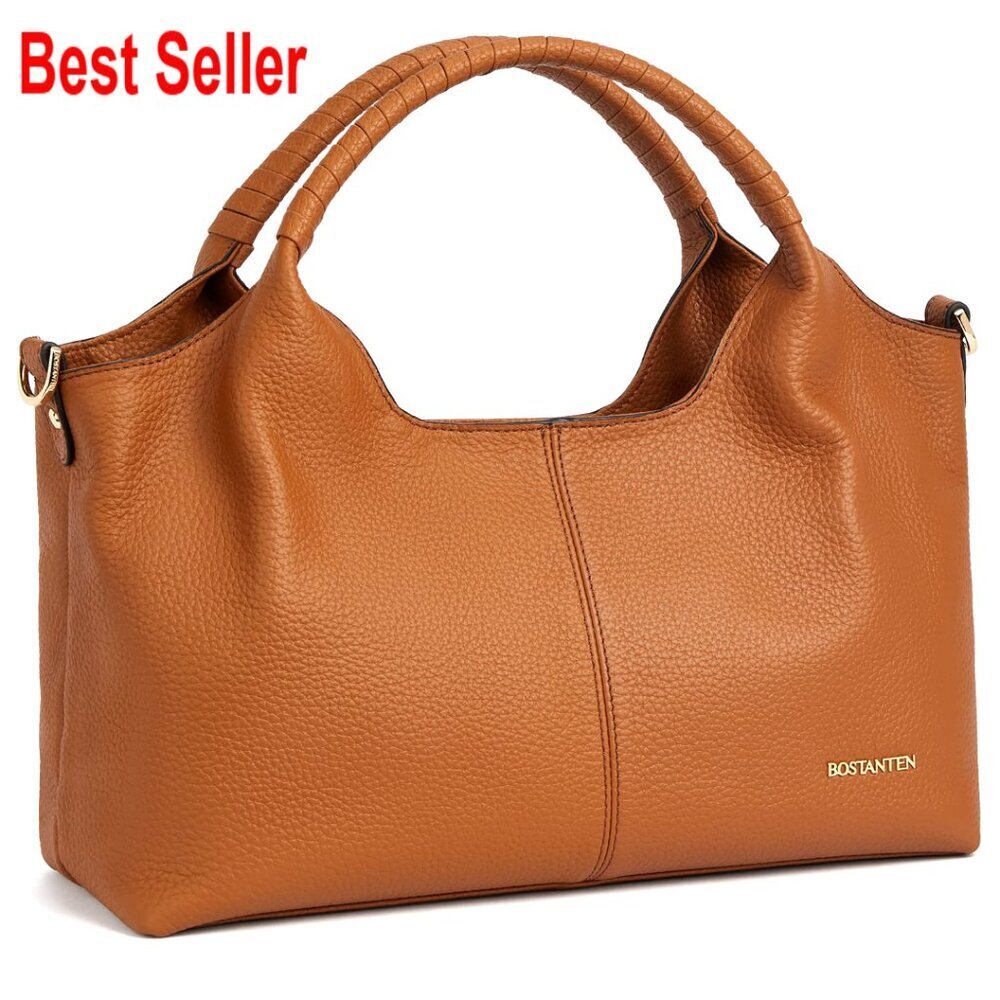 Genuine Leather Satchel with Adjustable Strap and Top Handle